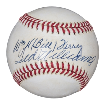 Ted Williams & Bill Terry Dual Signed OAL Baseball (PSA/DNA)